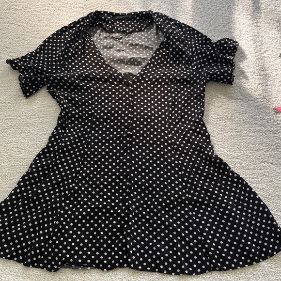 ZARA Black White Polka Dot Dress XL Fits Like Large - Picture 9 of 11